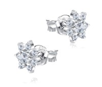 Flowers with CZ Stone Silver Ear Stud STS-5319